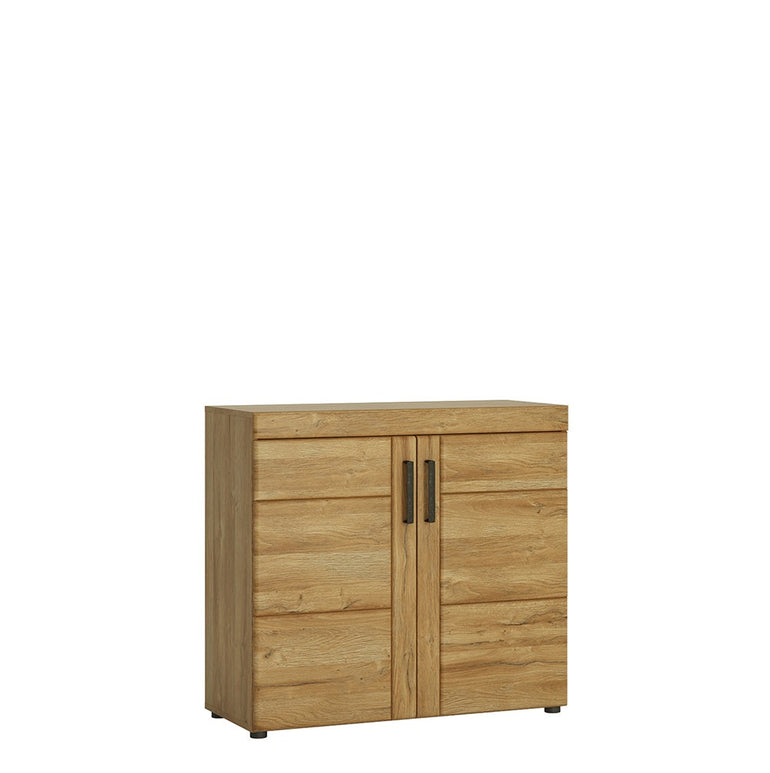 Drapery 2 door cabinet in Grandson Oak