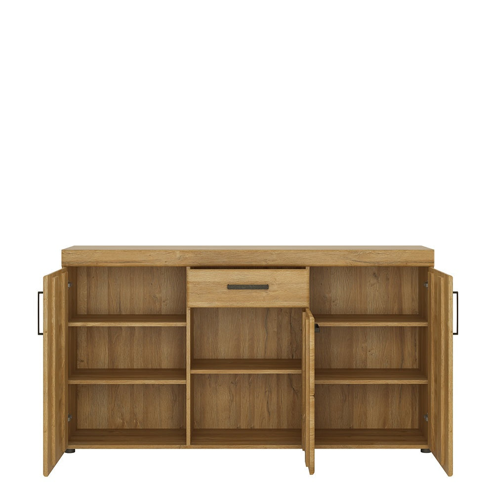 Drapery 3 door 1 drawer sideboard in Grandson Oak