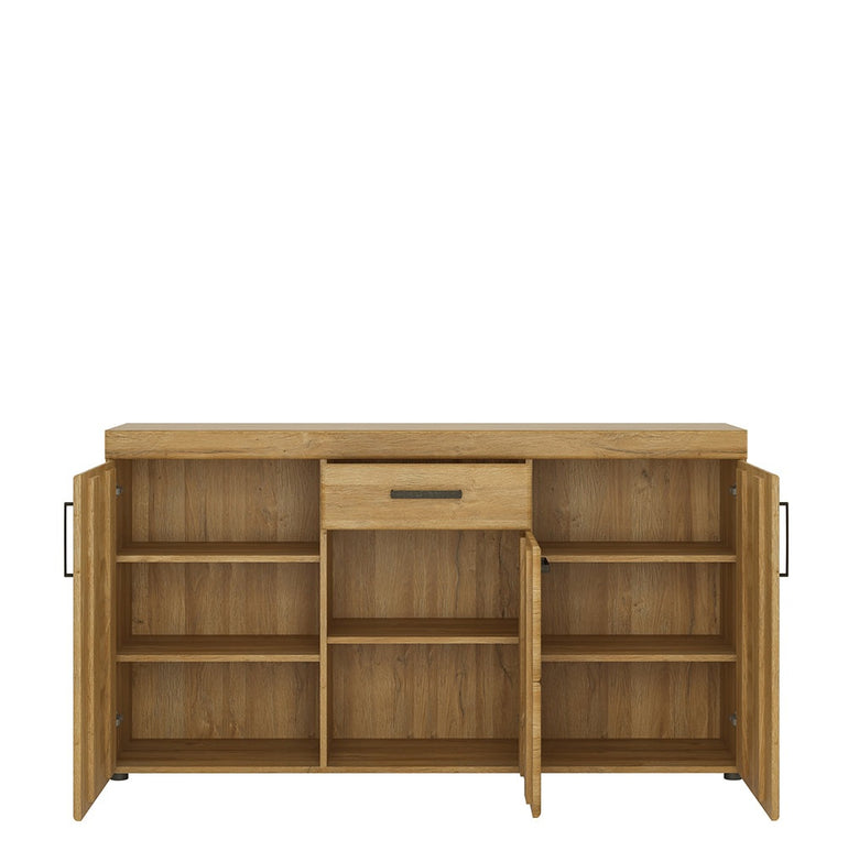 Drapery 3 door 1 drawer sideboard in Grandson Oak