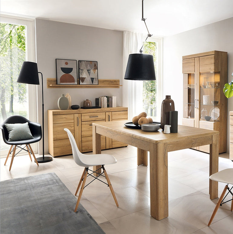 Drapery 3 door 1 drawer sideboard in Grandson Oak