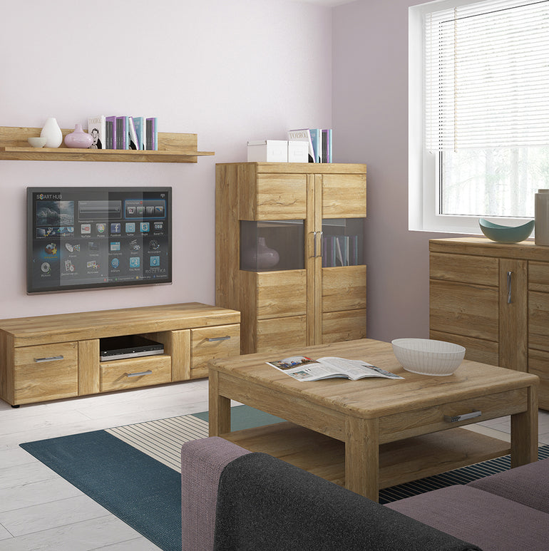 Drapery 3 door 1 drawer sideboard in Grandson Oak