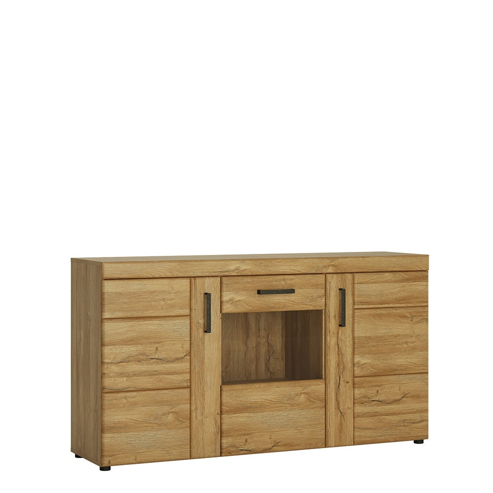 Drapery 3 door glazed sideboard in Grandson Oak