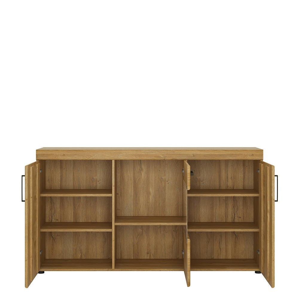 Drapery 3 door glazed sideboard in Grandson Oak