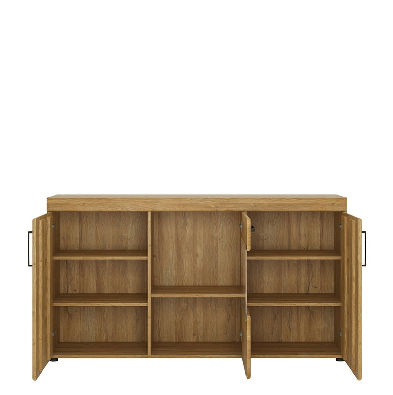 Drapery 3 door glazed sideboard in Grandson Oak