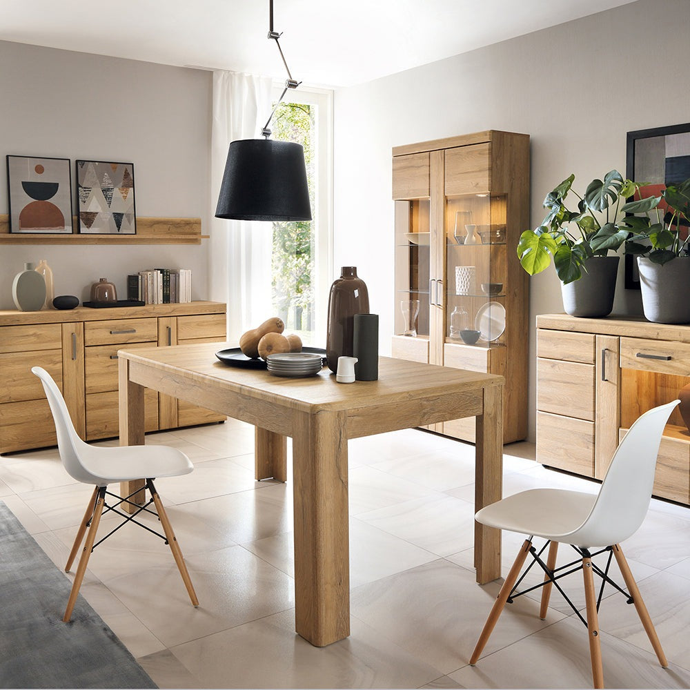 Drapery 3 door glazed sideboard in Grandson Oak