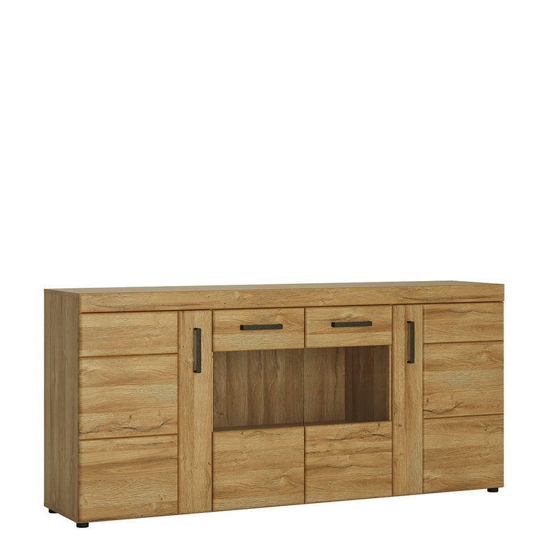 Drapery 4 door wide glazed sideboard in Grandson Oak