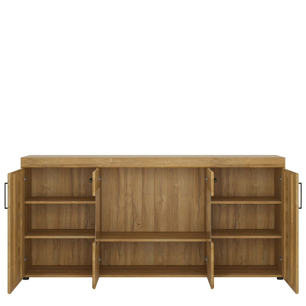 Drapery 4 door wide glazed sideboard in Grandson Oak