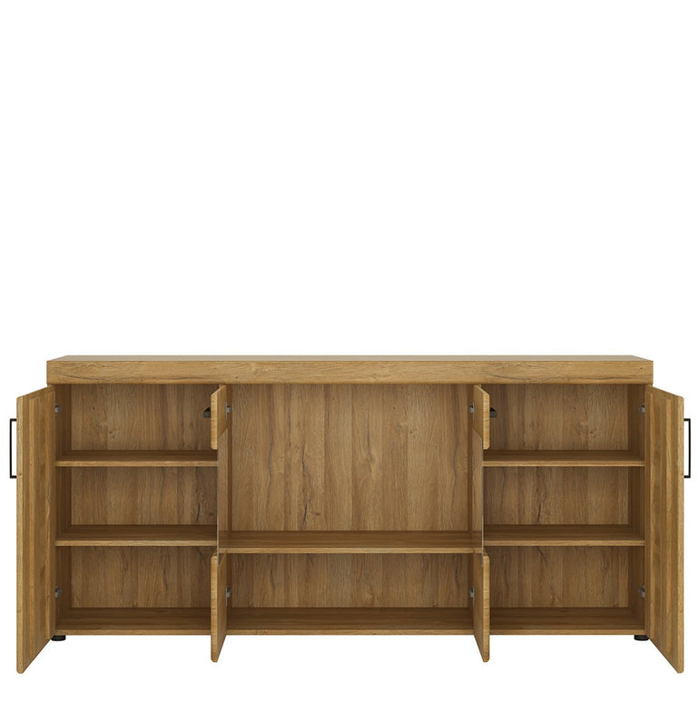 Drapery 4 door wide glazed sideboard in Grandson Oak