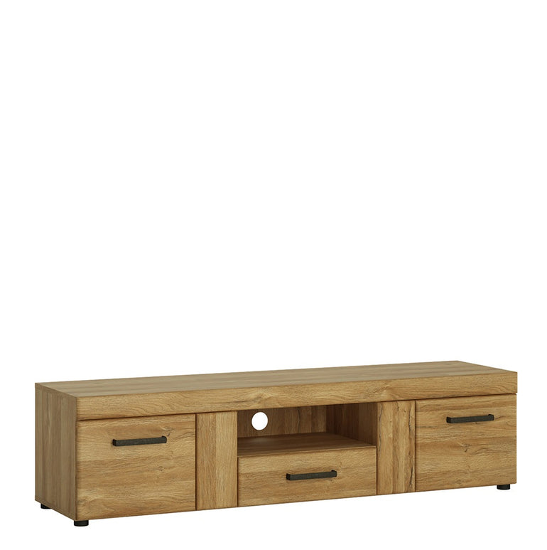 Drapery 2 door 1 drawer wide TV cabinet in Grandson Oak