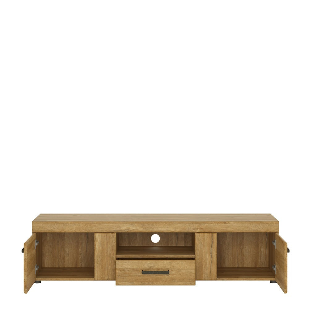 Drapery 2 door 1 drawer wide TV cabinet in Grandson Oak