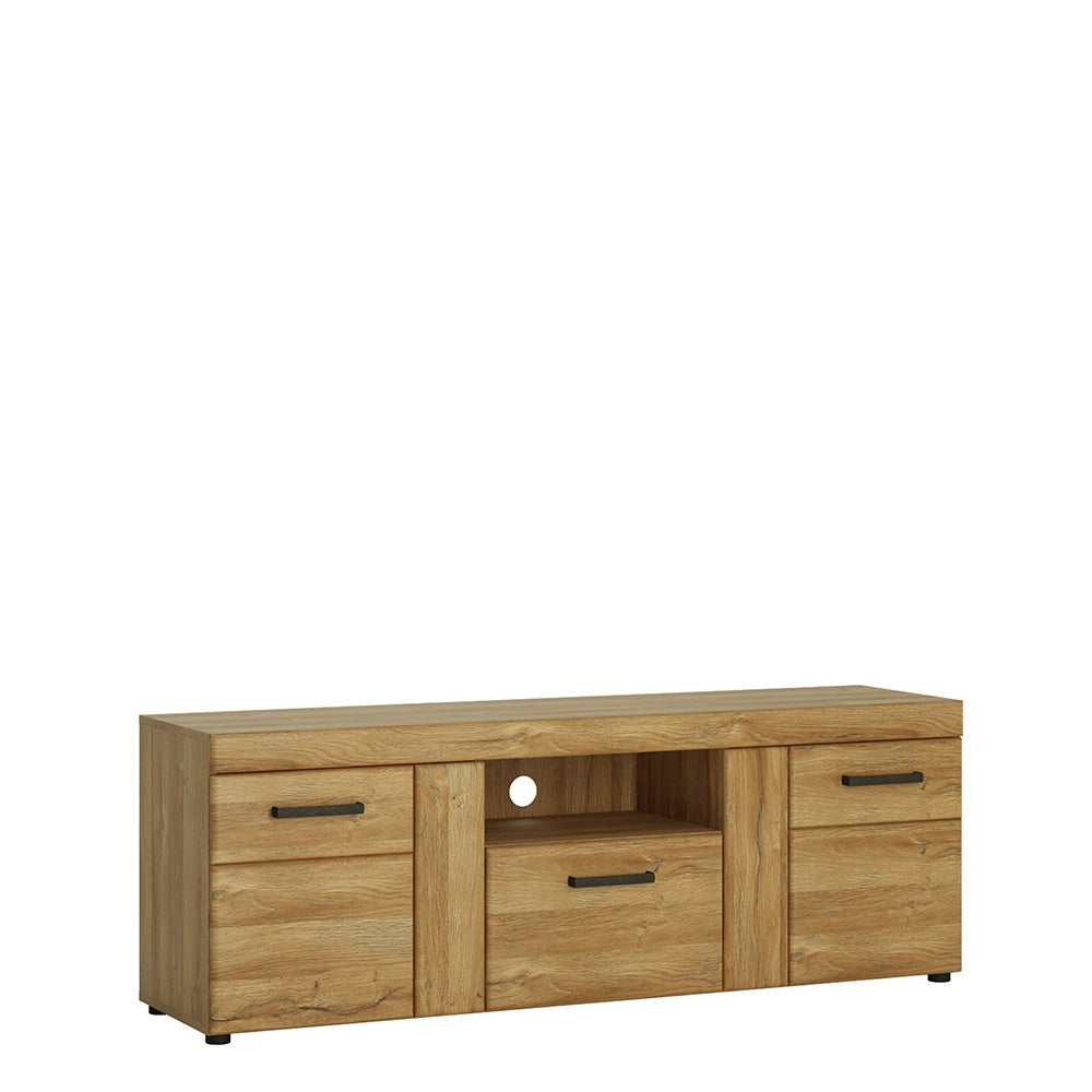 Drapery 2 door 1 drawer tall TV cabinet in Grandson Oak