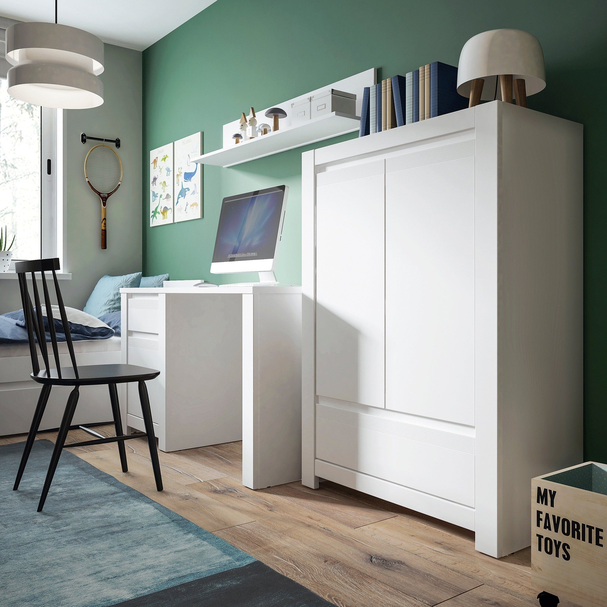 Novus 1 Door 1 Drawer Desk in Alpine White