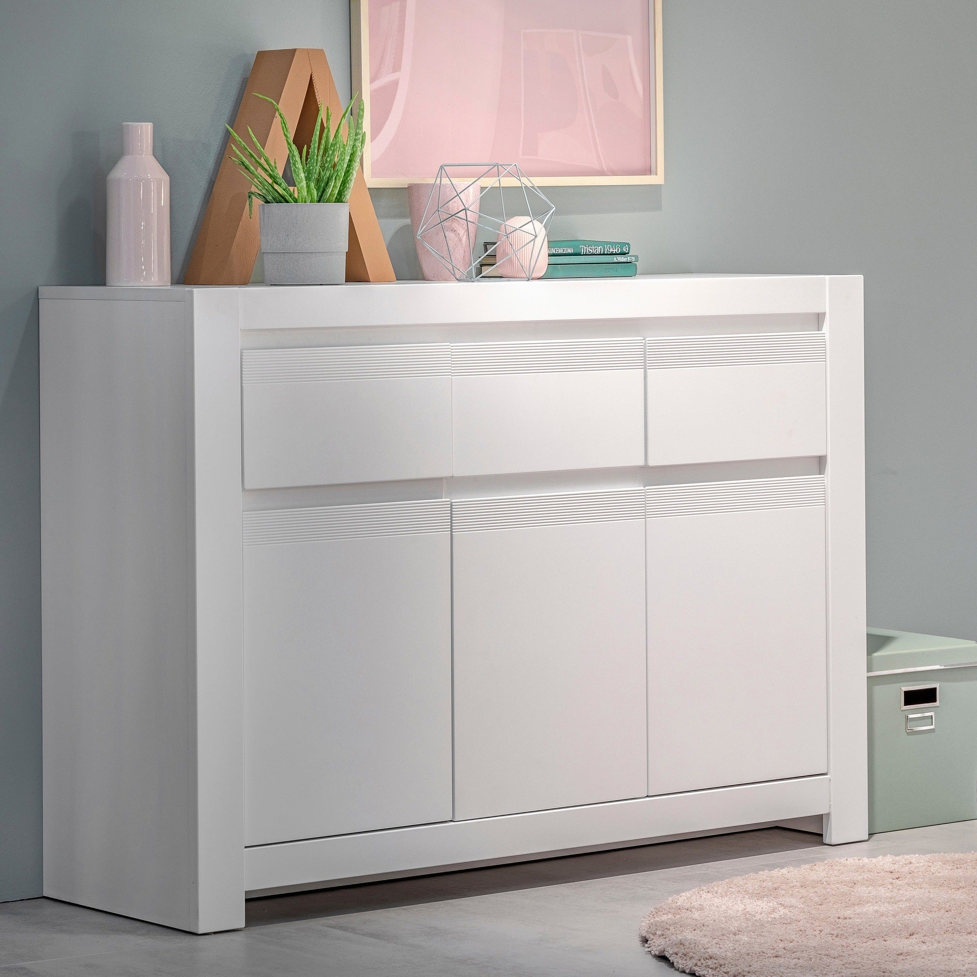 Novus 3 Door 3 Drawer Cabinet in Alpine White