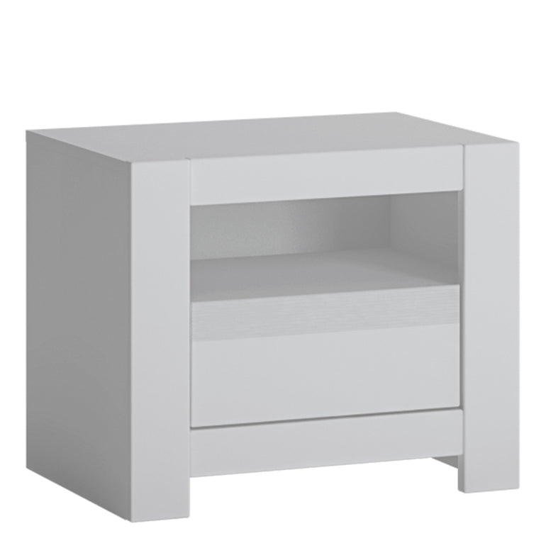 Novus 1 Drawer Bedside Table in Alpine White