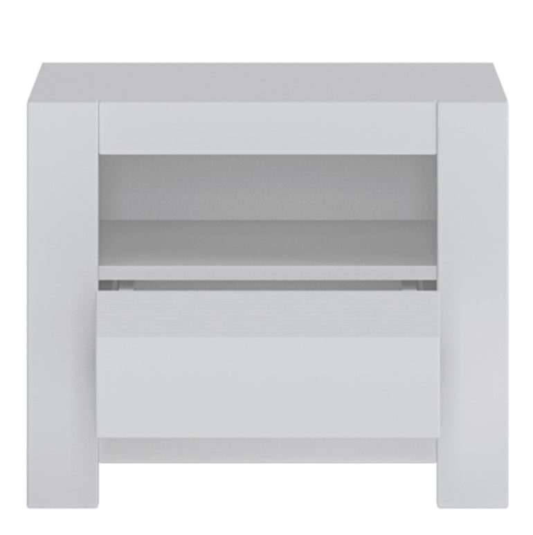 Novus 1 Drawer Bedside Table in Alpine White