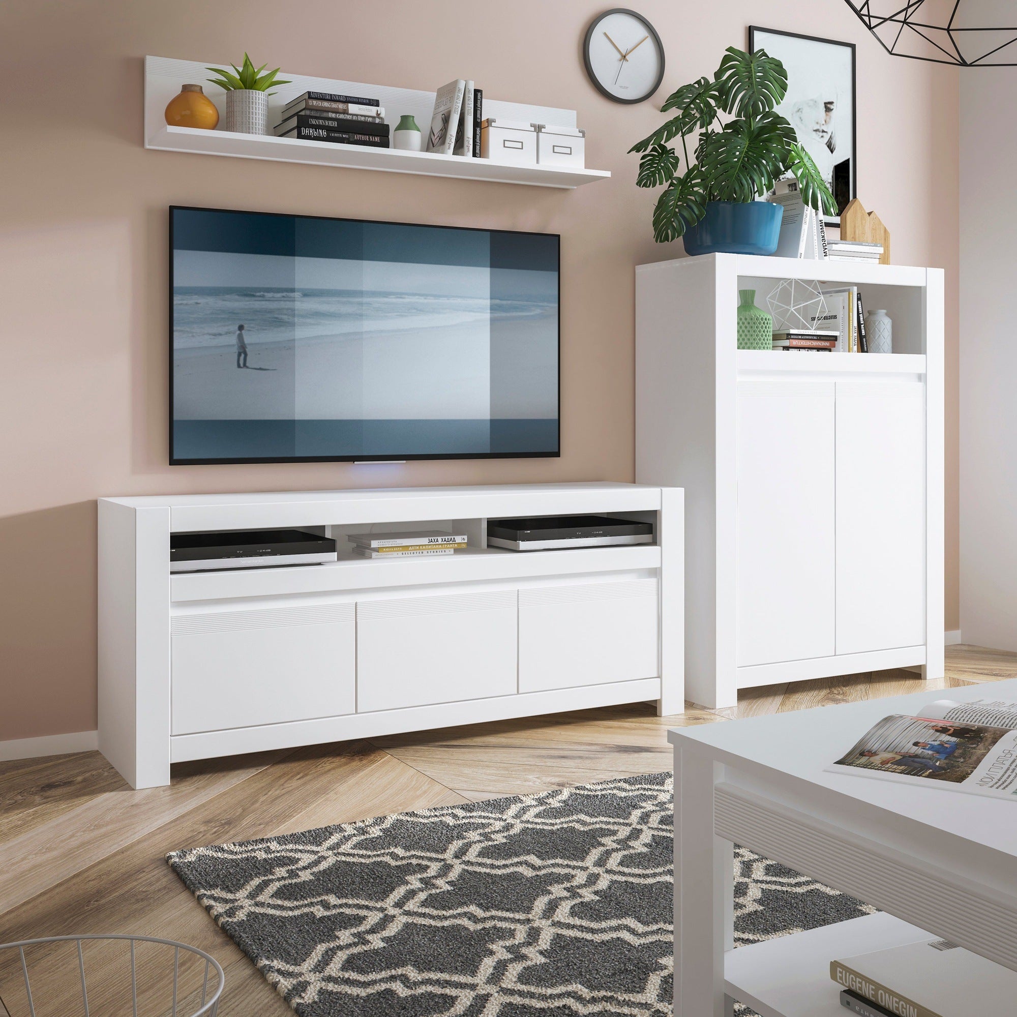 Novus Coffee Table with shelf in Alpine White