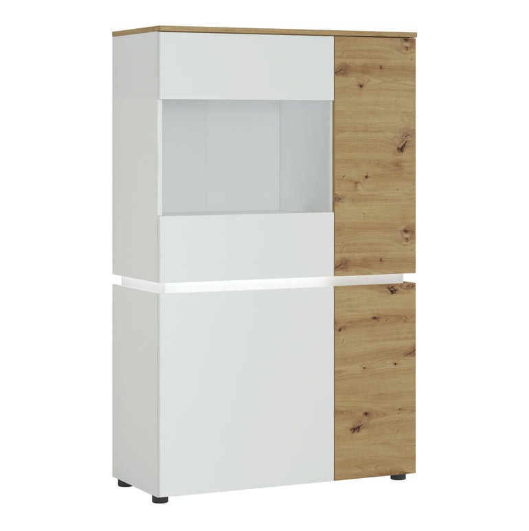 Luce 4 door low display cabinet  (including LED lighting) in White and Oak