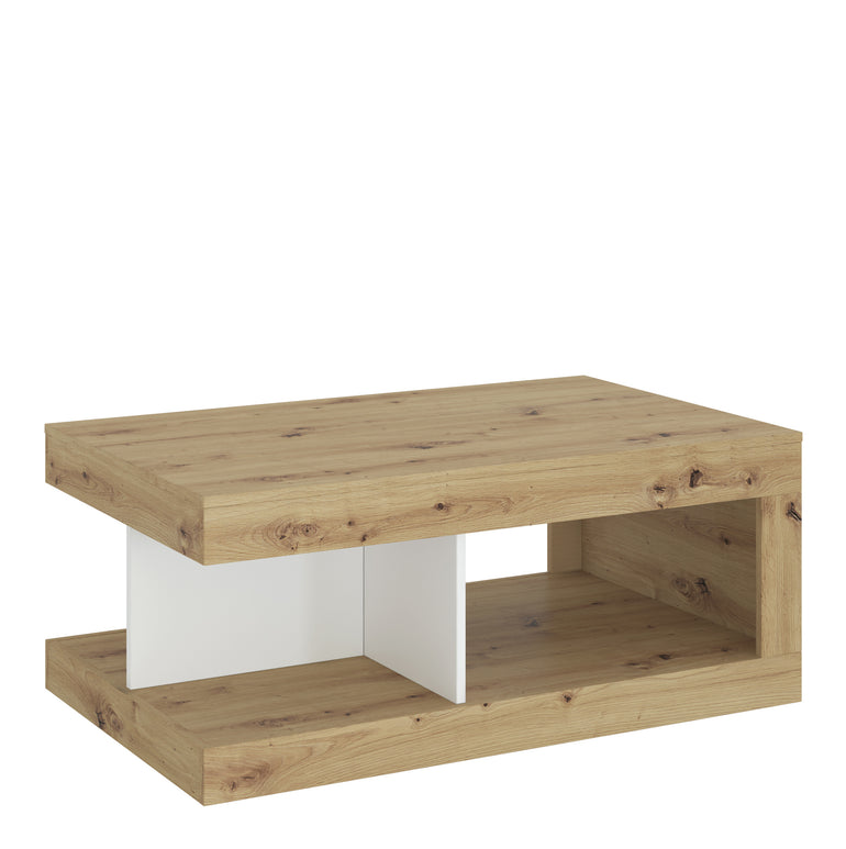 Luce Coffee table in White, Oak and Platinum