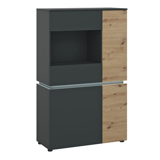 Luce 4 door low display cabinet  (including LED lighting) in Platinum and Oak