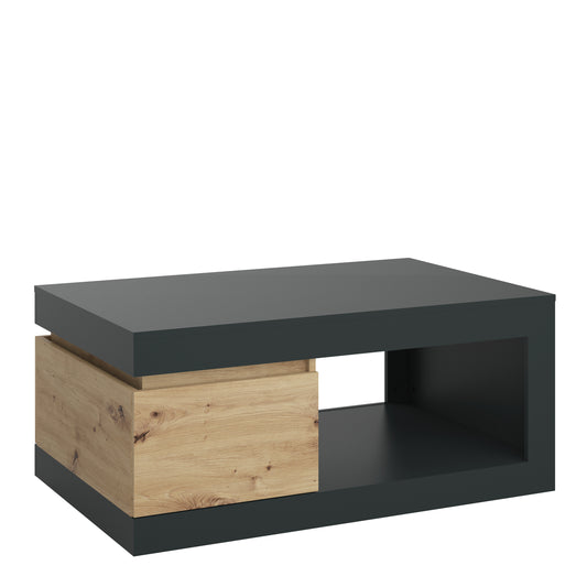 Luce 1 drawer coffee table in Platinum and Oak
