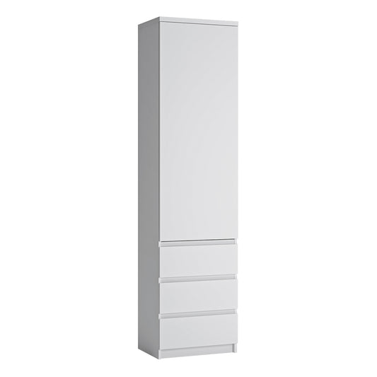 Friboi Tall narrow 1 door 3 drawer cupboard in White