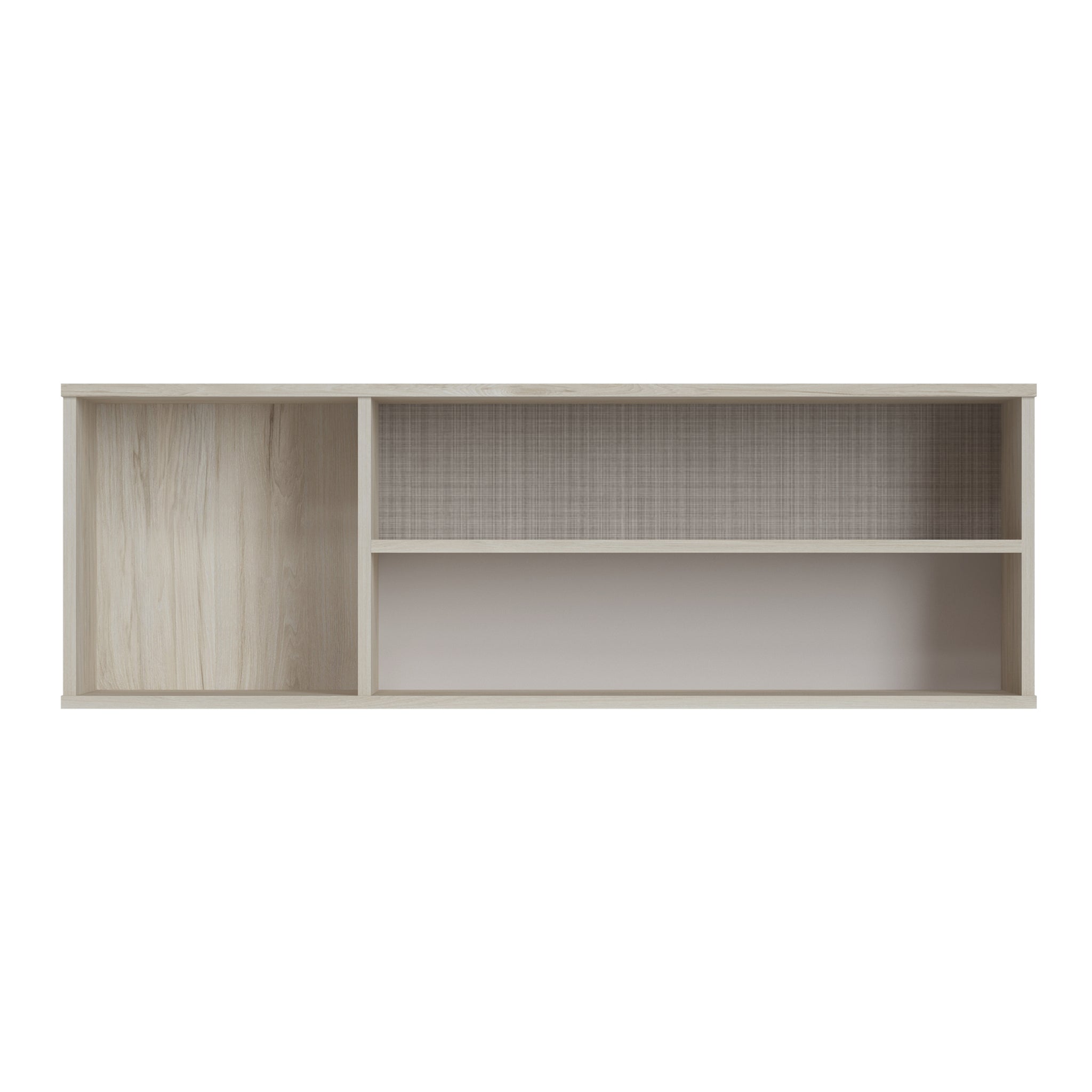 Canvas Shelf in Light Walnut, Grey Fabric Effect and Cashmere