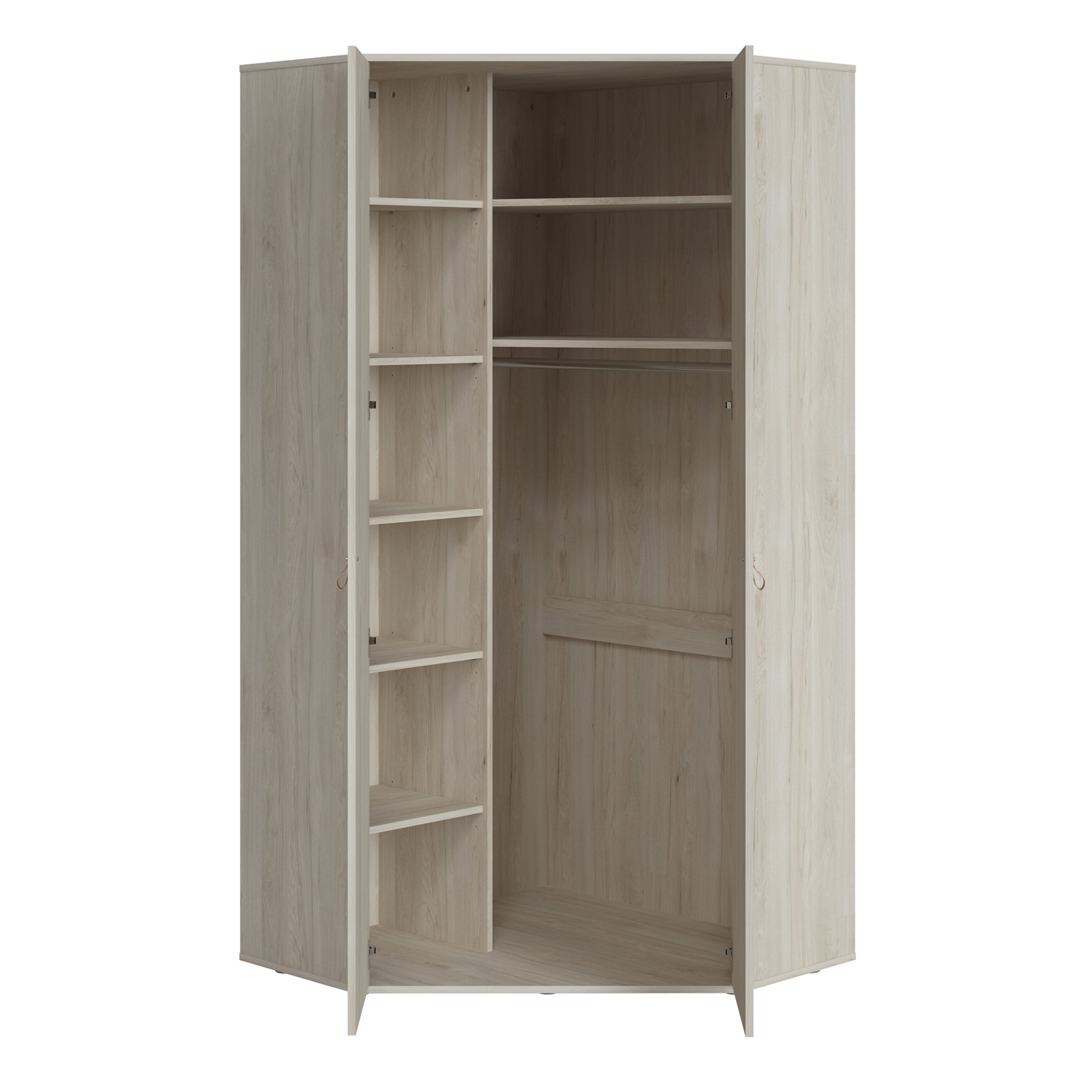 Canvas 2 Door Corner Wardrobe in Light Walnut