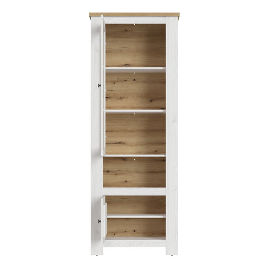 Stellara 2 Door Display Cabinet in White and Oak