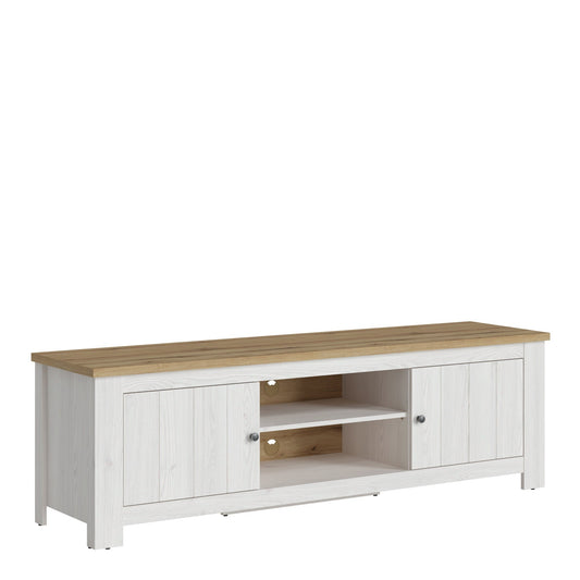 Stellara 2 door wide TV Unit in White and Oak