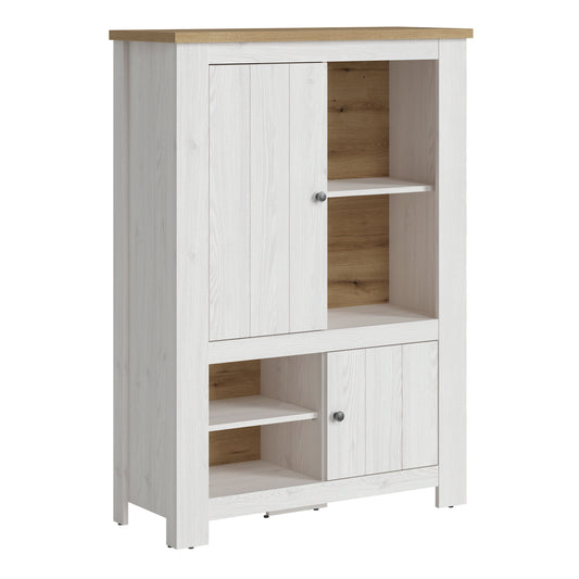 Stellara 2 door 4 shelves cabinet in White and Oak