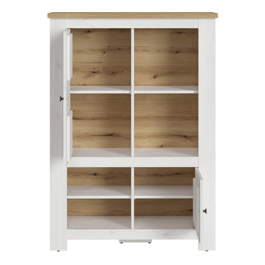 Stellara 2 door 4 shelves cabinet in White and Oak