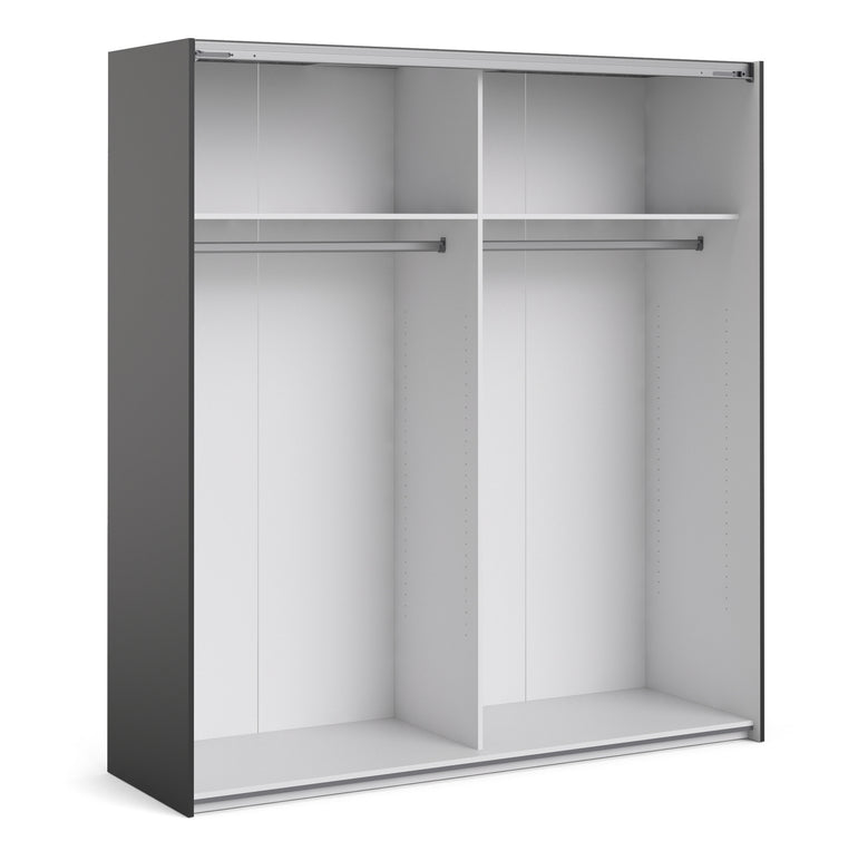 Verona Sliding Wardrobe 180cm in Black Matt with Black Matt Doors with 2 Shelves