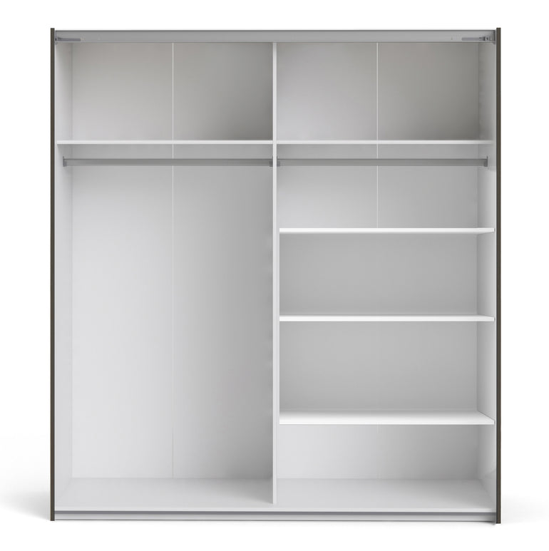 Verona Sliding Wardrobe 180cm in Black Matt with Black Matt Doors with 5 Shelves