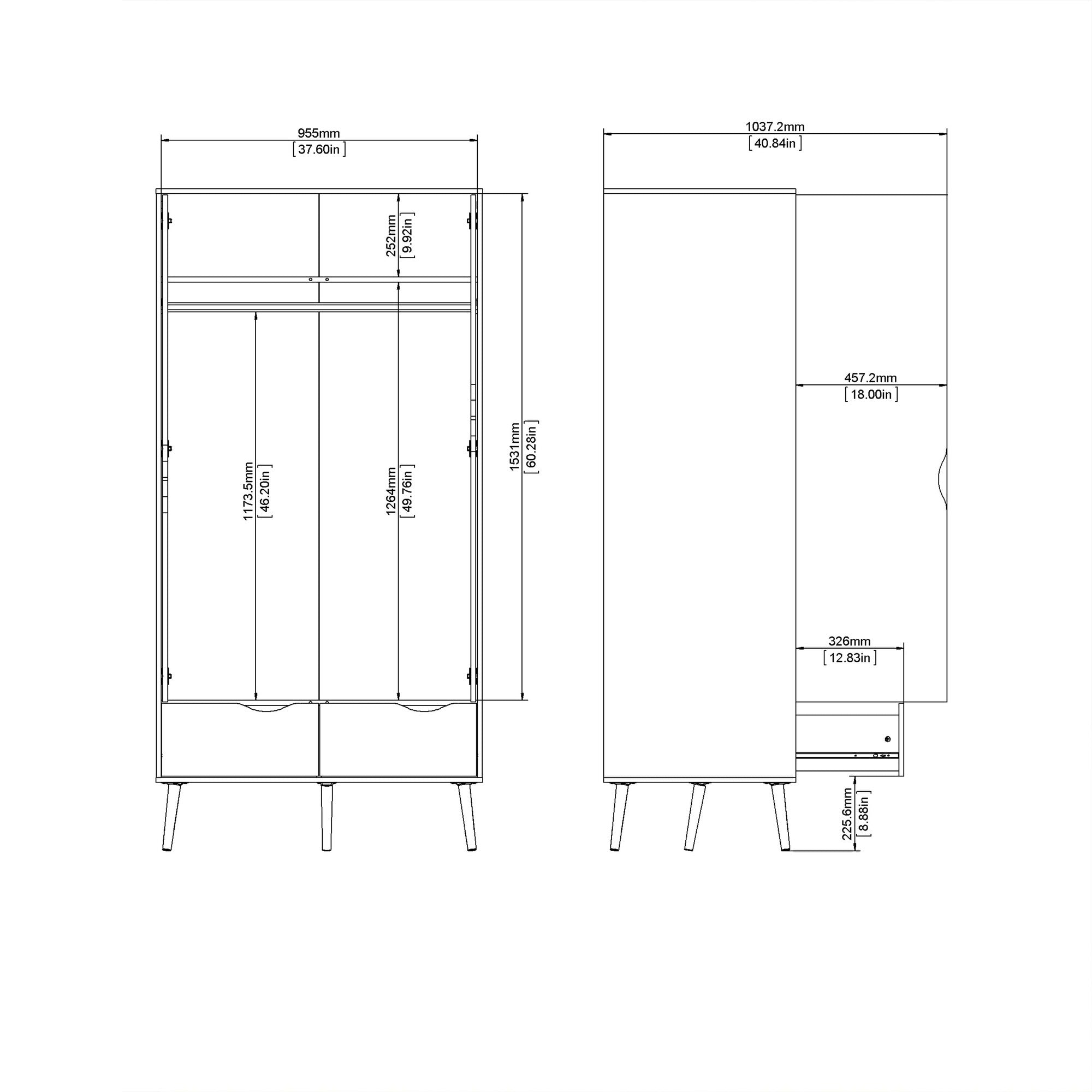 Bergen Wardrobe 2 Doors 2 Drawers