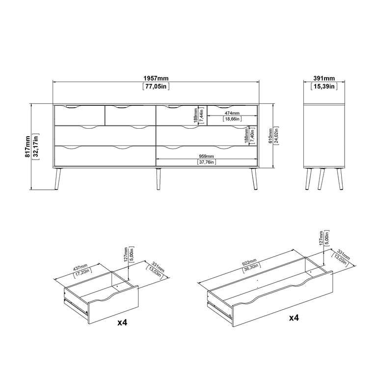 Bergen Double Dresser with 8 Drawers