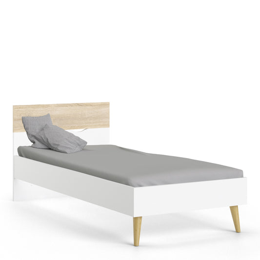 Bergen Euro Single Bed (90 x 200) in White and Oak