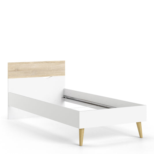 Bergen Euro Single Bed (90 x 200) in White and Oak