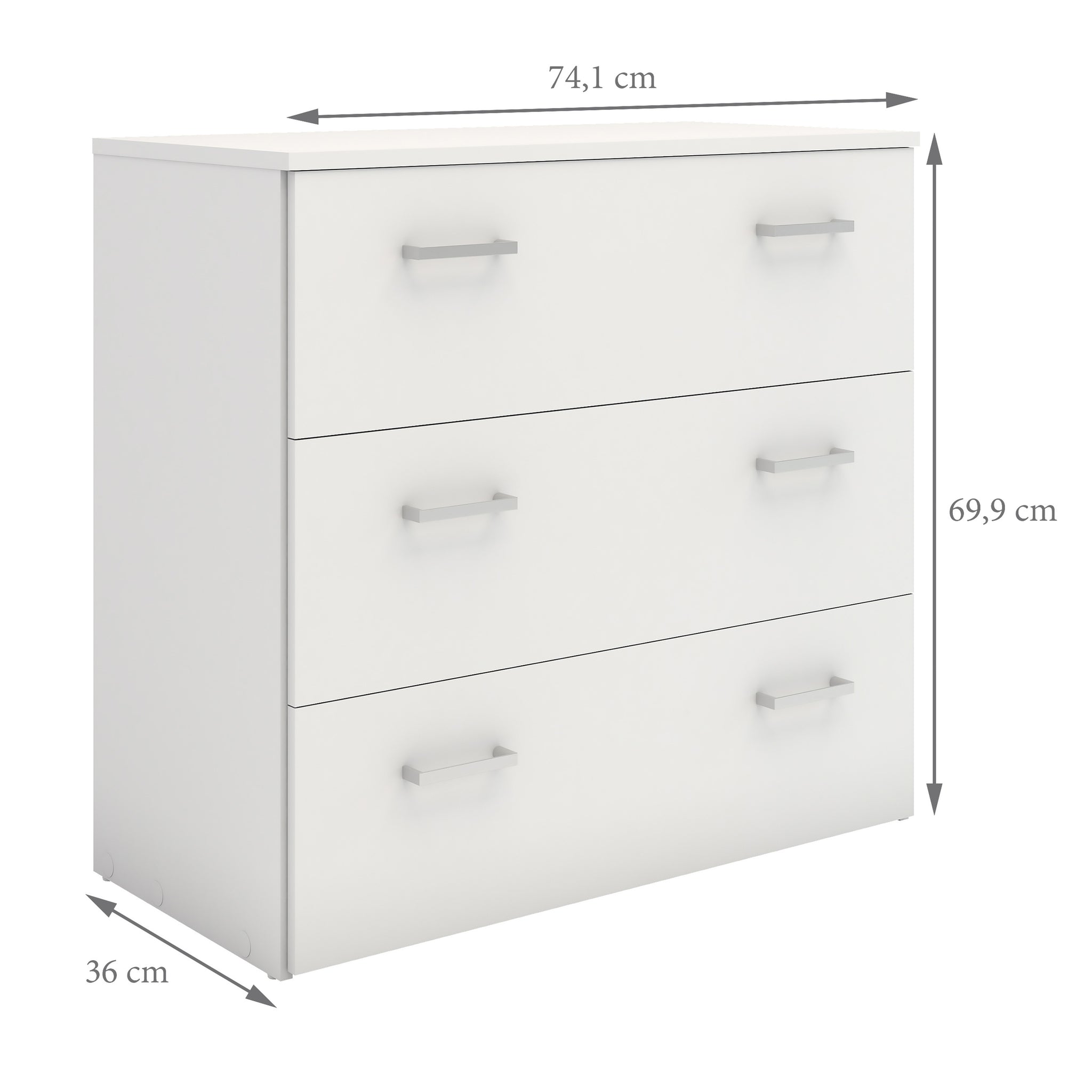 Space Chest of 3 Drawers in White