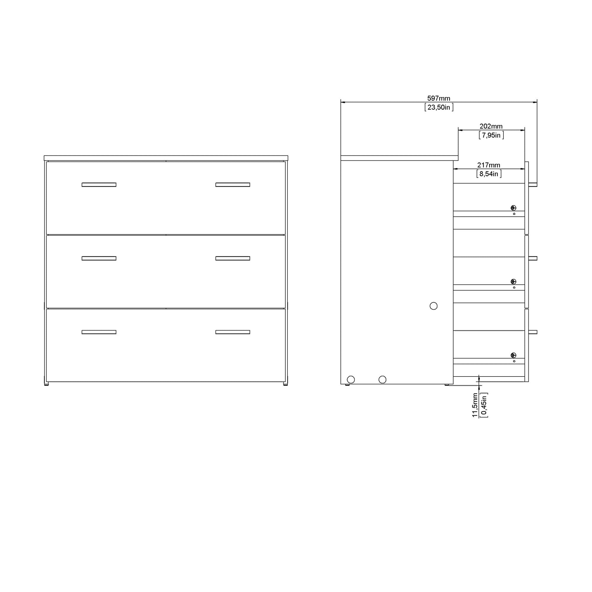 Space Chest of 3 Drawers in White