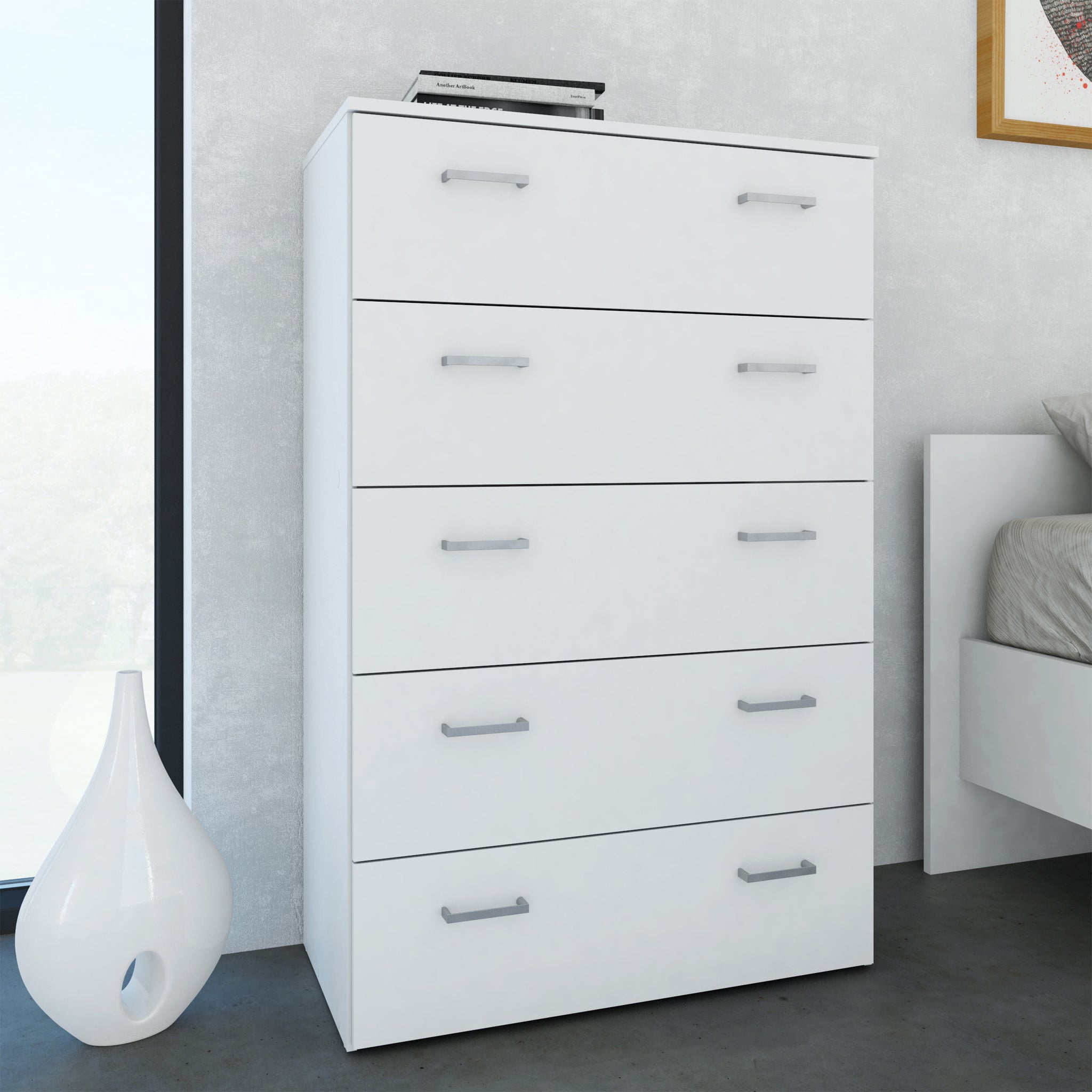 Space Chest of 5 Drawers in White