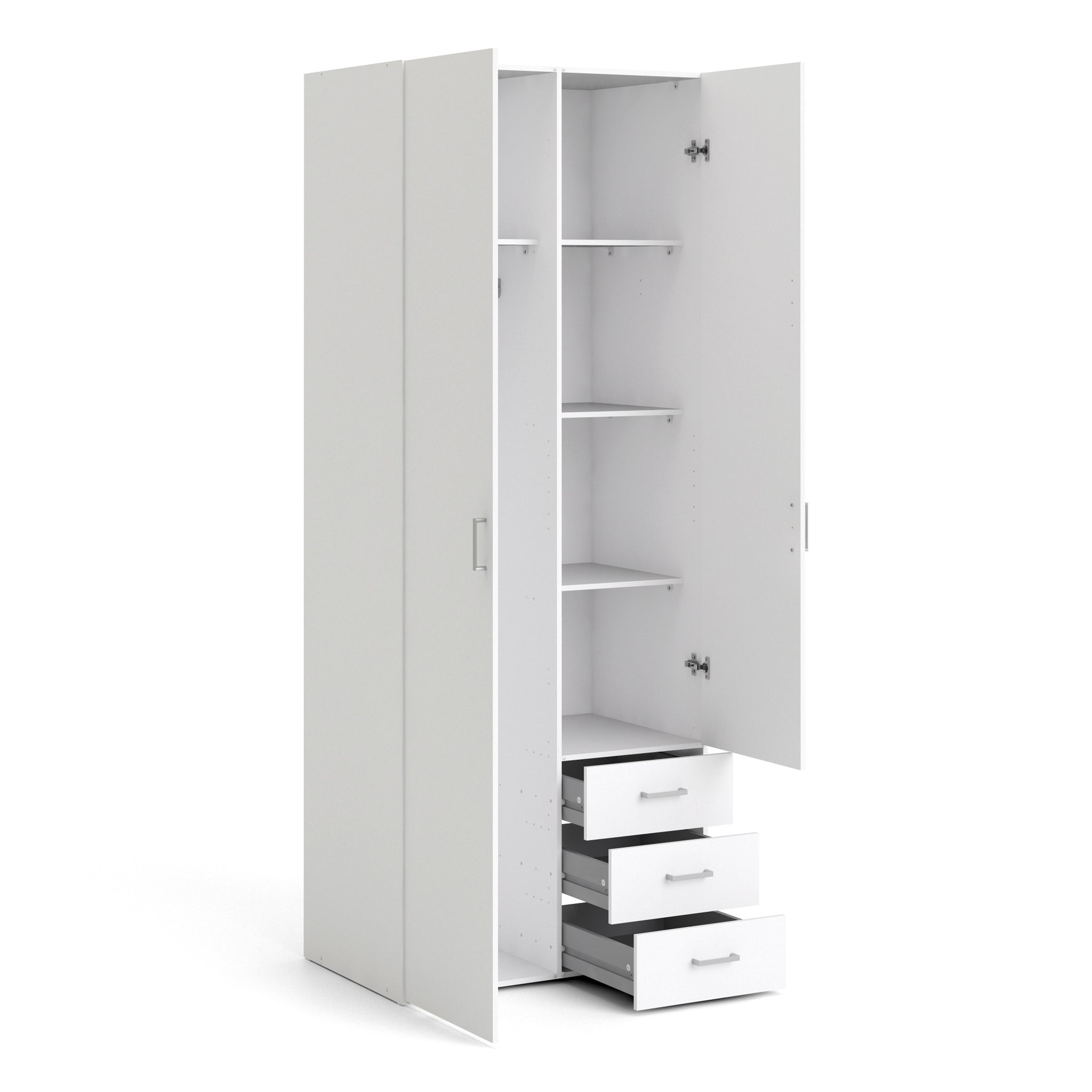 Space Wardrobe - 2 Doors 3 Drawers in White 2000