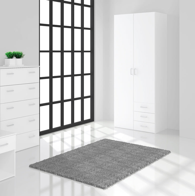 Space Wardrobe - 2 Doors 3 Drawers in White 2000