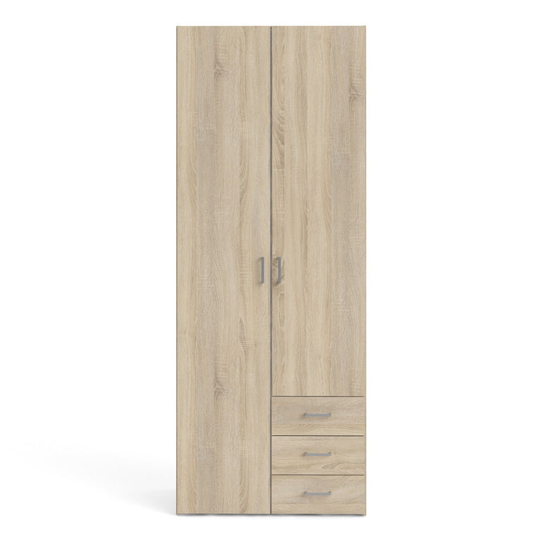 Space Wardrobe - 2 Doors 3 Drawers in Oak 2000