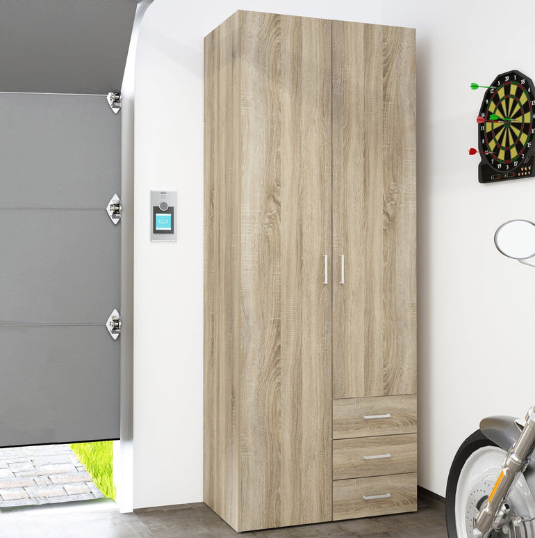 Space Wardrobe - 2 Doors 3 Drawers in Oak 2000