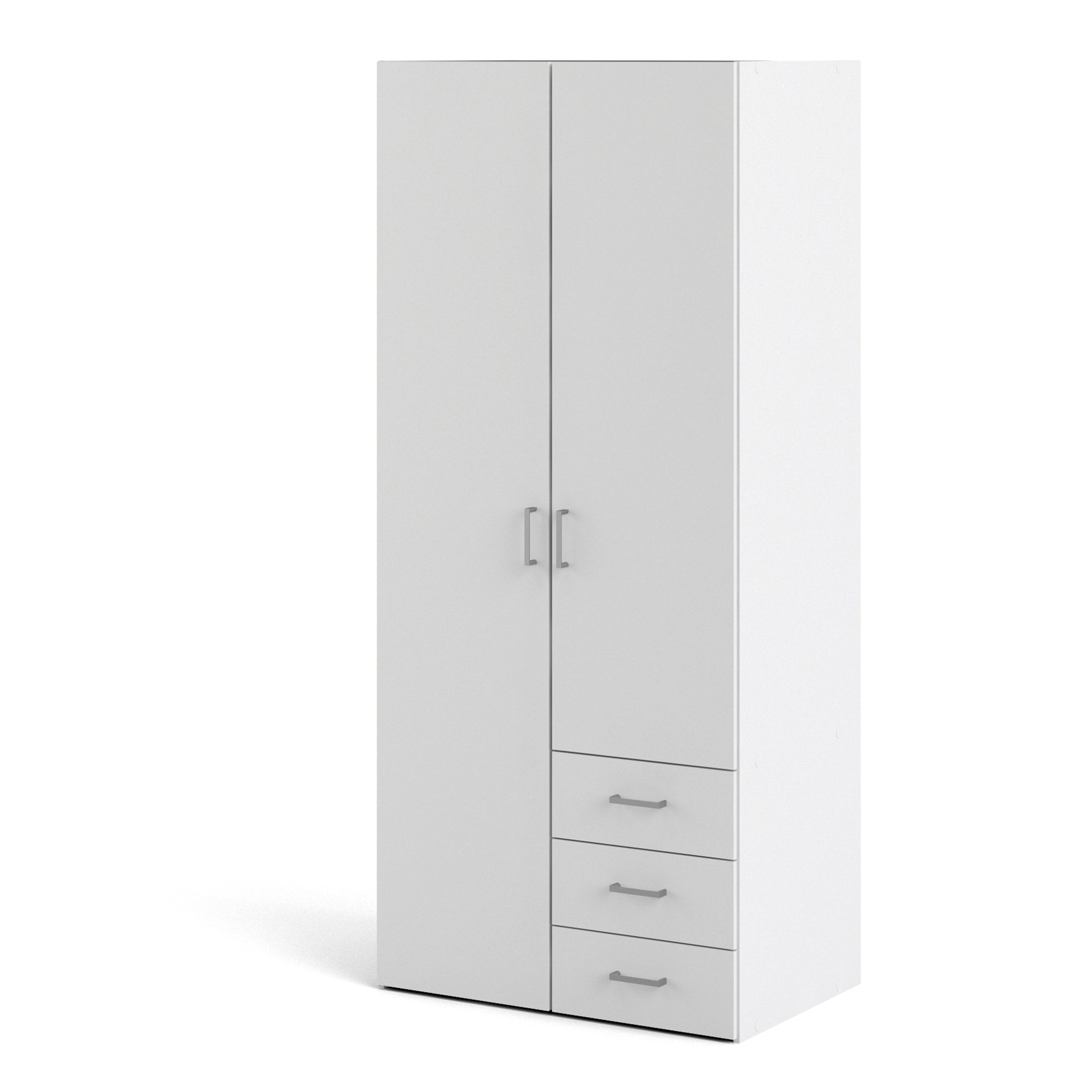 Space Wardrobe with 2 doors + 3 drawers White 1750