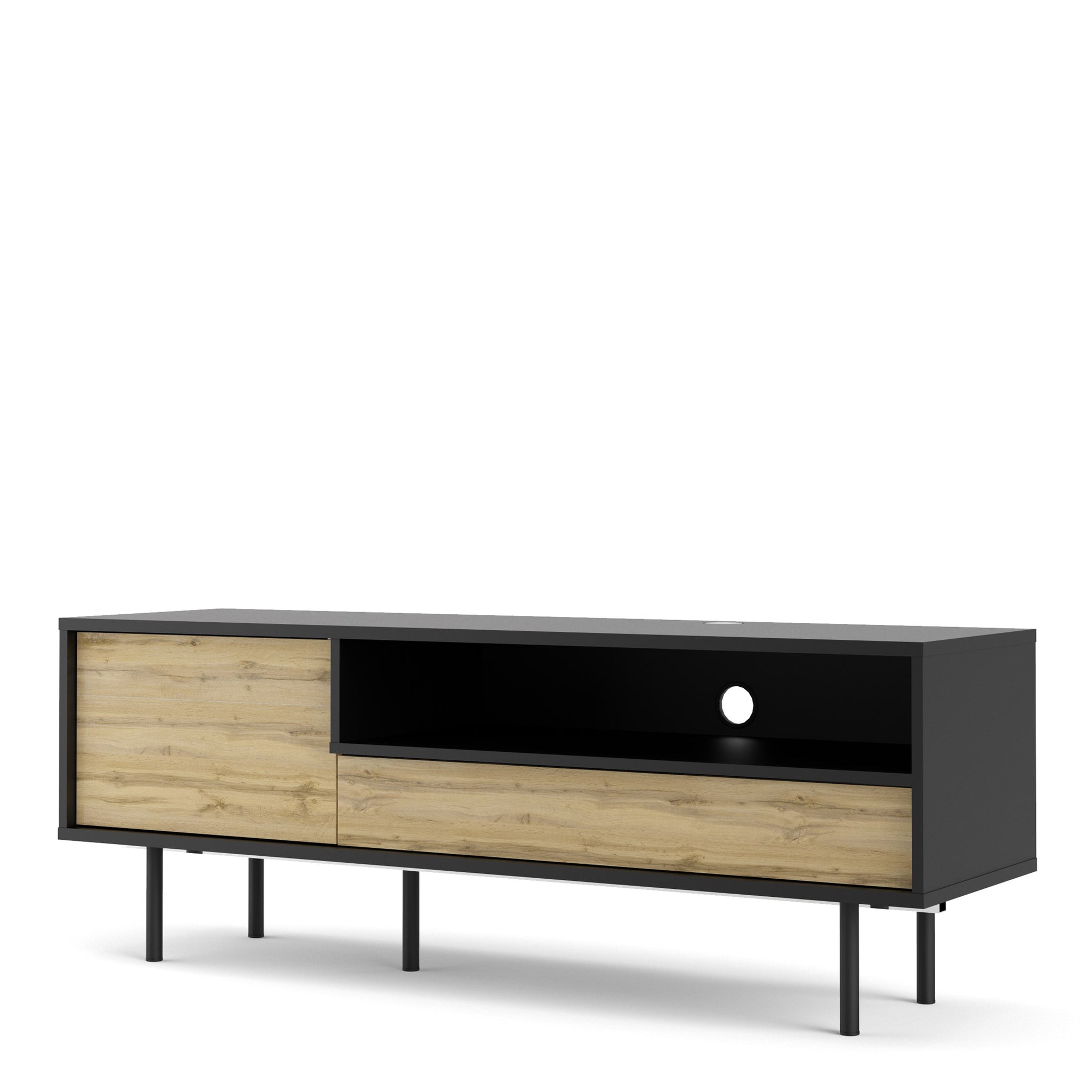 Pair TV-Unit 1 Door + 1 Drawer in Black/Oak