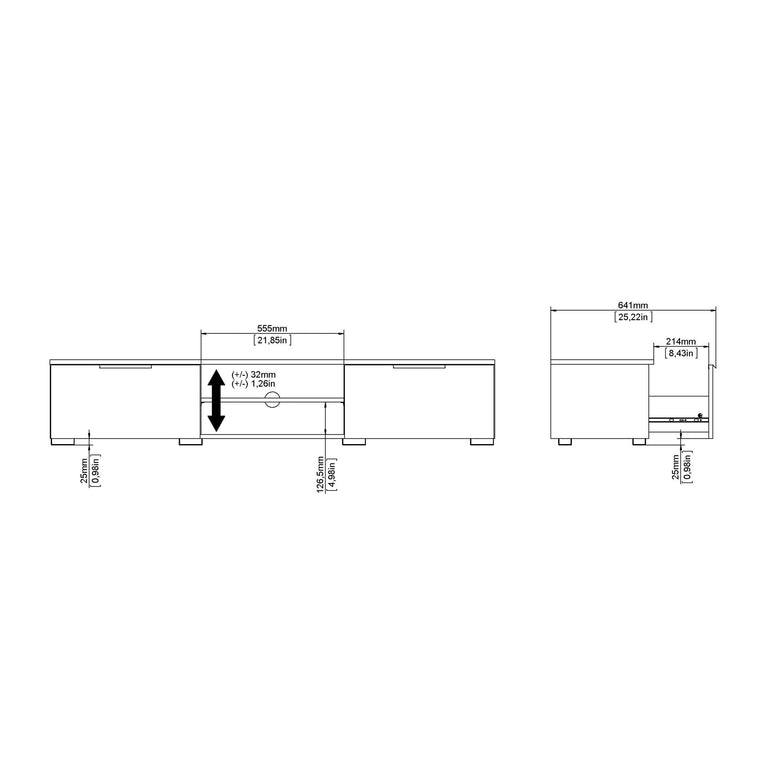 Pair TV Unit 2 Drawers 2 Shelf in White