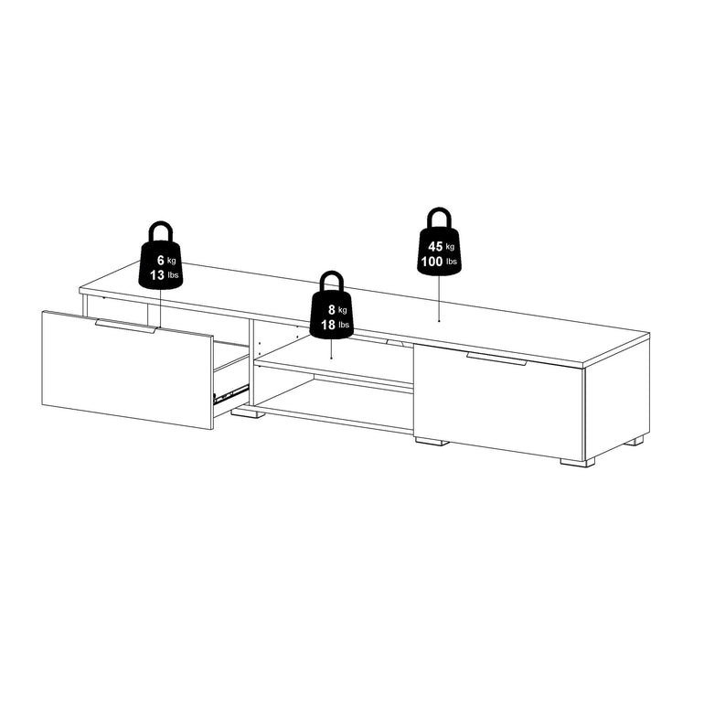 Pair TV Unit 2 Drawers 2 Shelf in White