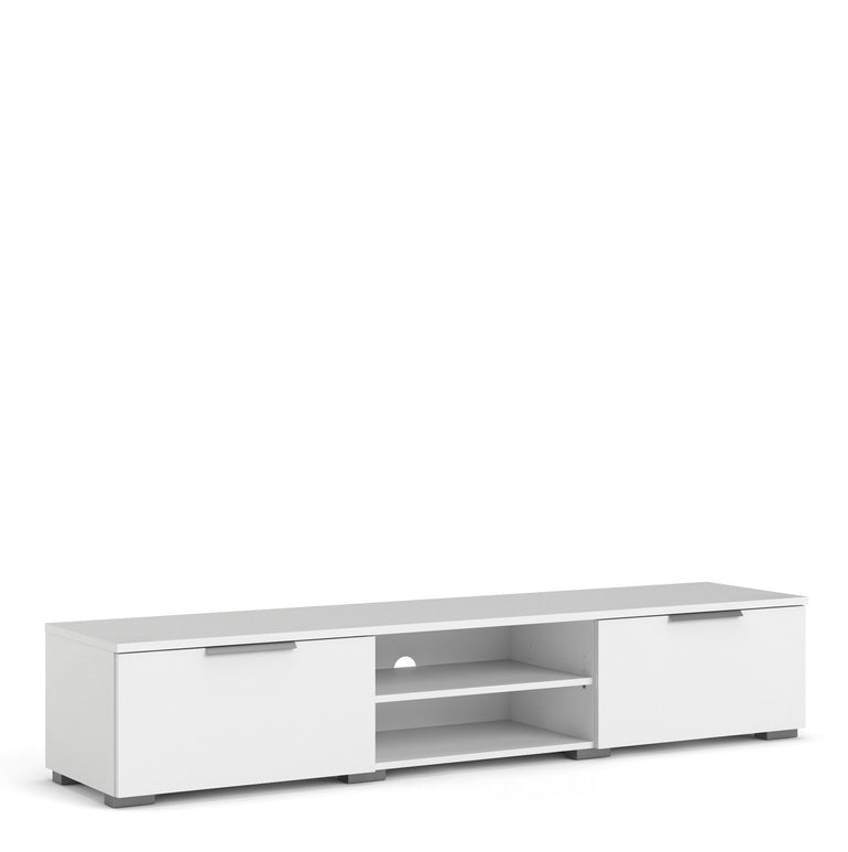 Pair TV Unit 2 Drawers 2 Shelf in White