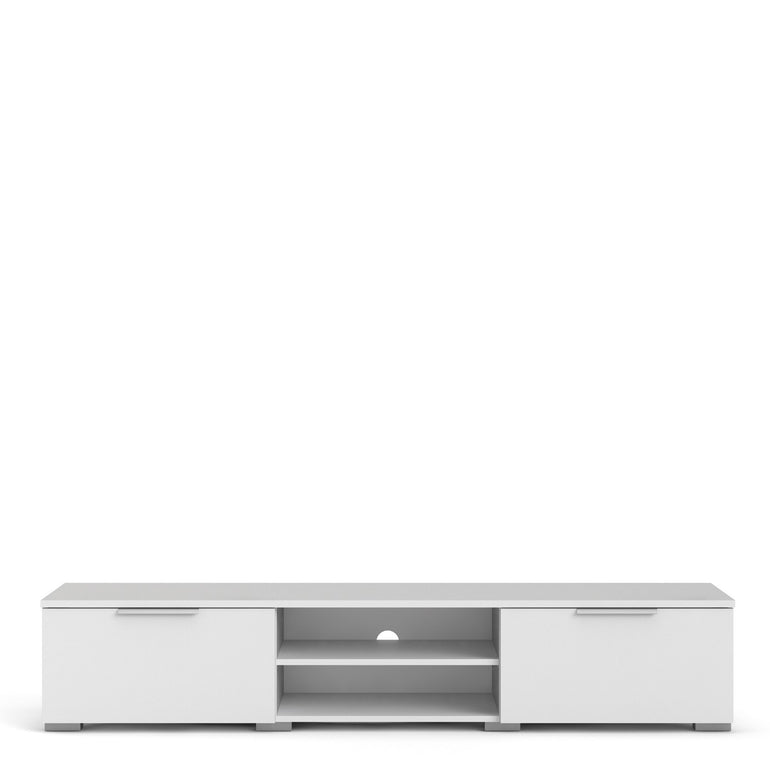 Pair TV Unit 2 Drawers 2 Shelf in White